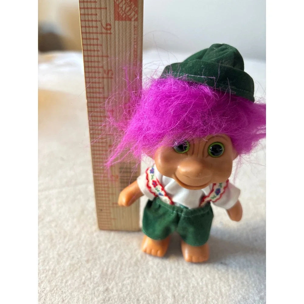 Vintage Troll Doll Purple‎ Hair Green Hat Outfit Collectible Toy